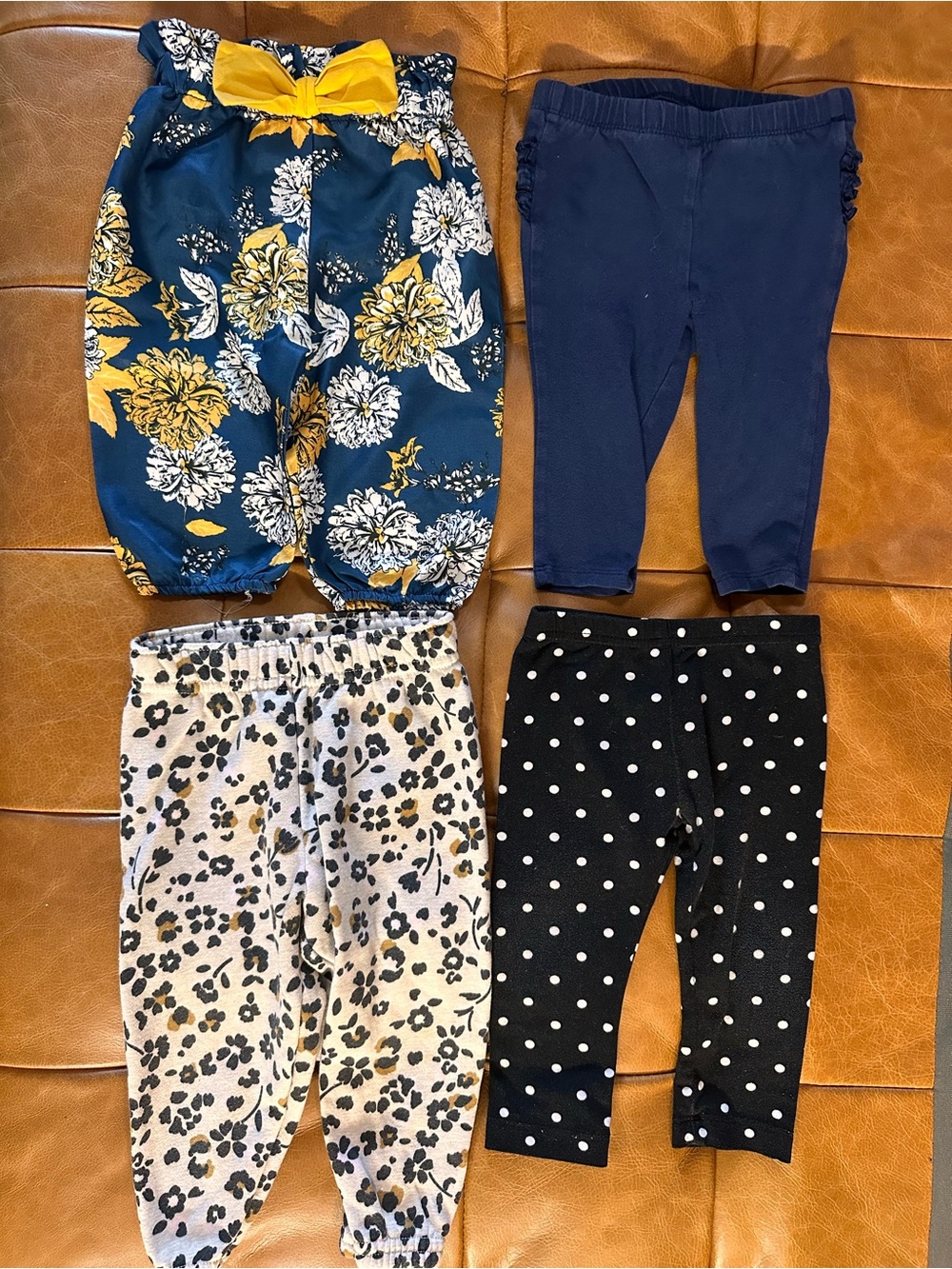 Baby Girl Bottoms Bundle: Navy Black Floral Cheetah Polka Dot